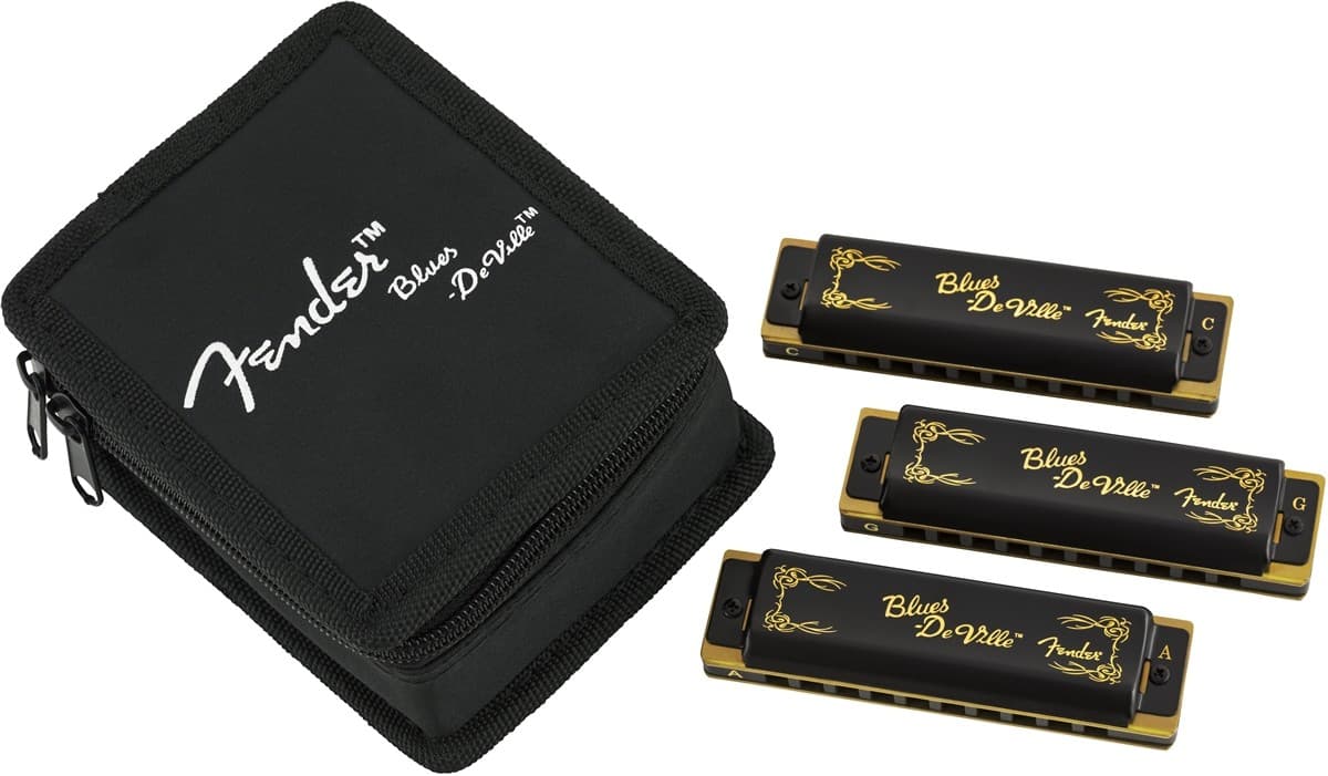 BLUES DEVILLE HARMONICA PACK OF 3 W/CASE