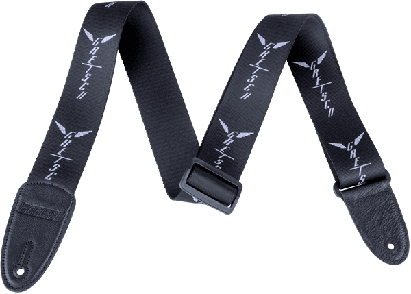 GRETSCH WING PATT STRAP BLACK/GRAY LOG