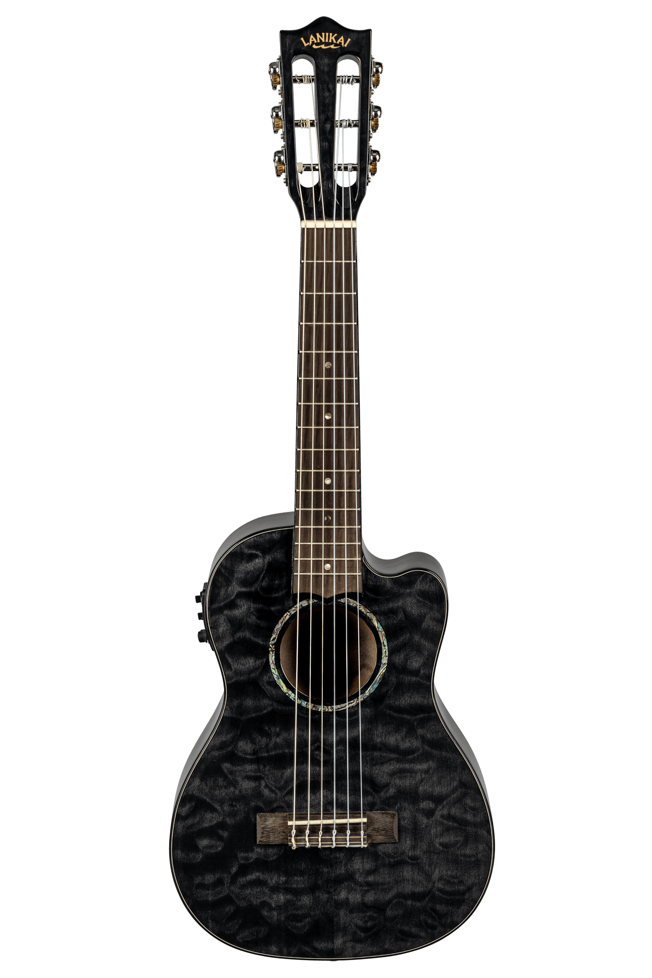 LANIKAI GUITARLELE QUILTED MAPLE BLK