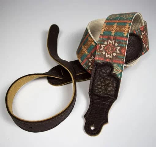 2 IN TURQUOISE AZTEC NAT.COTT/BRN LEATHE