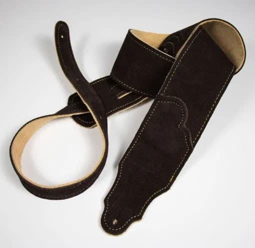 2.5 IN BROWN SUEDE / GOLD STITCHING